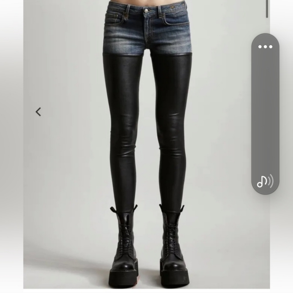 R13 denim and leather jeans